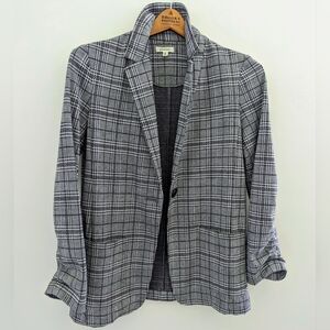 MAX STUDIO Houndstooth Plaid Blazer Jacket WOMENS S/M Black White Y2K Modern